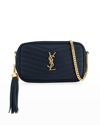 Saint Laurent Lou Mini Ysl Grain De Poudre Camera Crossbody Bag In Deep Marine