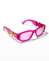 Versace 53mm Rectangular Sunglasses In Fuchsia