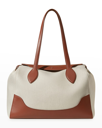 Loro Piana Sesia Happy Day Xl Canvas Tote Bag In Natural Kummel
