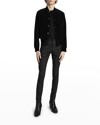 Saint Laurent Giubbotto Teddy In Velluto Di Cotone Verde In Forest