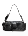 BALENCIAGA MEN'S SUPERBUSY LEATHER MULTI-POCKET SLING BAG, SMALL