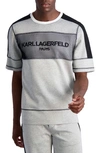 Karl Lagerfeld Mixed Media Logo T-shirt In Grey/ Black