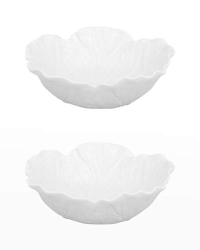 Bordallo Pinheiro Cabbage 27 Oz. Individual Salad Bowls, Beige - Set Of 2 In White
