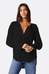 Joie Plus Cecarina Ruched Bell-sleeve Tassel Top In Black