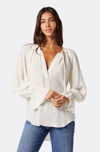 Joie Cecarina Ruched Bell-sleeve Tassel Top In White