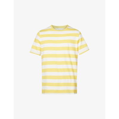 Albam Picasso Striped Cotton T-shirt In Yellow Off White