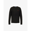 POLO RALPH LAUREN LOGO-EMBROIDERED CABLE-KNIT COTTON JUMPER,58690889