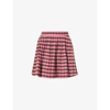 Kenzo High-waisted Check-pattern Skirt In Dark Rose