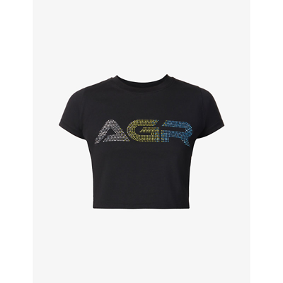 Agr Wall Rhinestone-embellished Cotton-jersey Baby T-shirt In Black