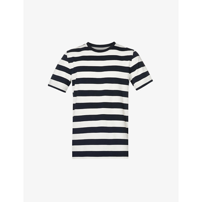Albam Picasso Striped Cotton T-shirt In Navy Off White