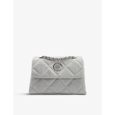 Dune Diamante-embellished Quilted Shoulder Bag In Silver-metallic Fabric