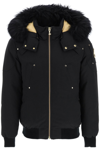 Moose Knuckles Little Rapids Black Fur-trimmed Bomber Jacket In Black
