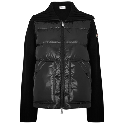 Moncler Wool And Quilted Glossed-shell Down Jacket In Black