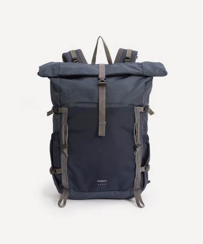 Sandqvist Forest Hike Recycled-nylon Roll-top Backpack In Navy