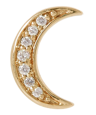 Andrea Fohrman Gold White Diamond Mini Crescent Moon Stud Earring
