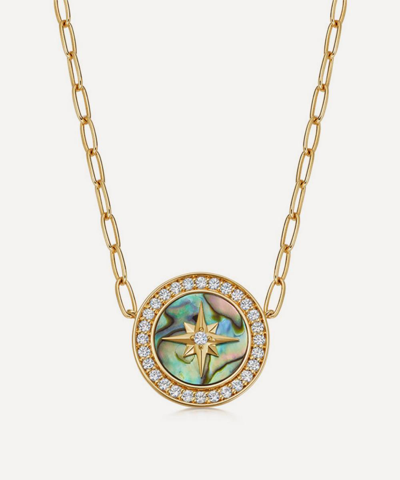 Astley Clarke 18ct Gold Plated Vermeil Silver Large Polaris Abalone Pendant Necklace