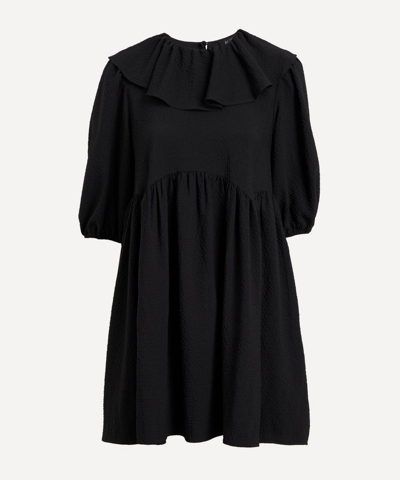 Aligne Graceen Frill-collar Viscose-blend Mini Dress In Black