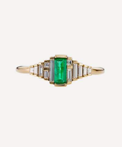 Artemer 18ct Gold Emerald Engagement Ring