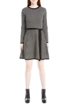 Maxstudio Fit & Flare Sweater Dress In Black/ Bone X Daisy