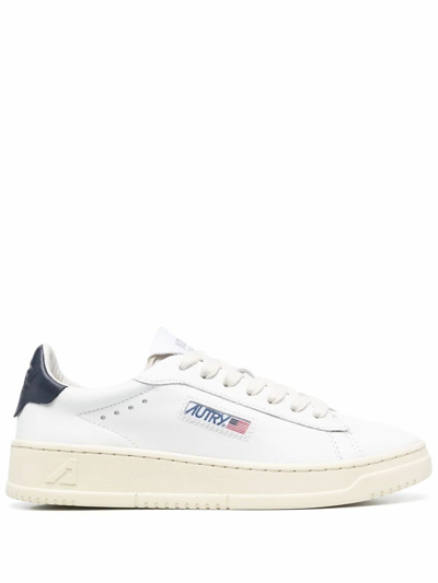 Autry White Leather Trainers With Black Heel Tab