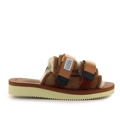 Pre-owned Suicoke Moto Light Brown Woman's Slide With Fur
