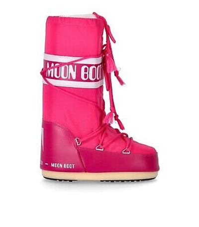 Pre-owned Moon Boot Icon Nylon Fuchsia Snow Boot
