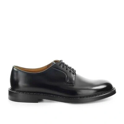 Pre-owned Doucal's Black Leather Derby Lace Up