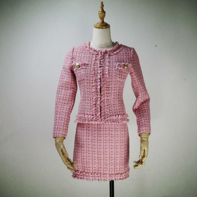 Pre-owned Pioneer Womens Designer Inspired Custom Made Tweed Blazer + Skirt Suit 6 Colours