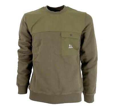 Pre-owned Woolrich Men's Sweatshirt Mixmedia Crewneck Cfwosw0160mrut3290 Col. Green Army
