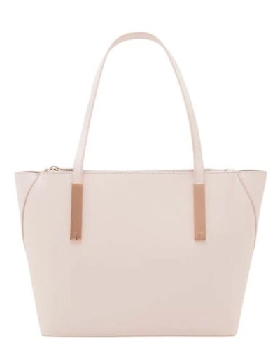 Pre-owned Ted Baker Baby Pink Leather Meriile Mini Grain Small Shopper With Make Up Bag