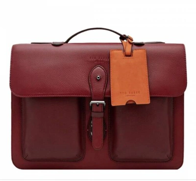 Pre-owned Ted Baker London Quint Leather Satchel Red Crossbody Bag Rrp: £391
