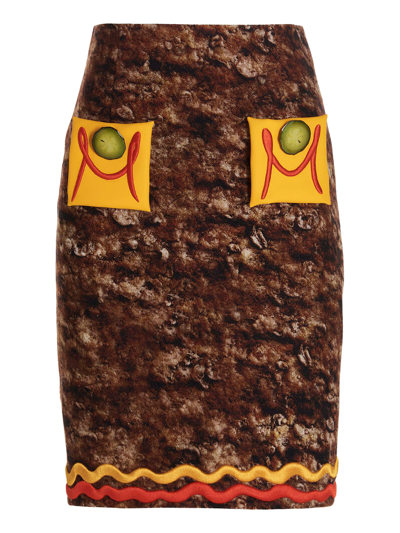 Moschino Burger-motif High-waisted Skirt In Multicolor