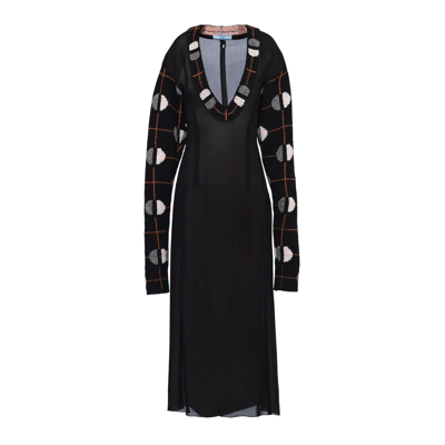 Prada Wool And Silk Crepe Midi Dress In Black