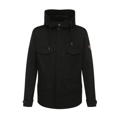 Saint Laurent Hooded Parka Jacket In Black