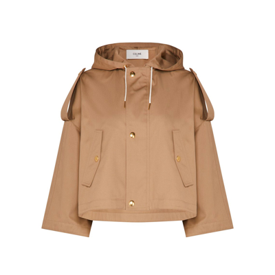 Celine Hooded Jacket In Neutral,brown