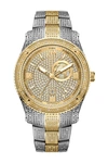 Jbw Men's Jet Setter Gmt Multi 18k Gold-plated Stainless Steel Bracelet Watch 46mm In Two Tone  / Gold / Gold Tone