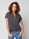 Faherty Dream Cotton Gauze Desmond Top In Washed Black