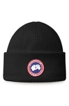 Canada Goose Kids' Arctic Disc Merino Wool Toque Beanie In Black