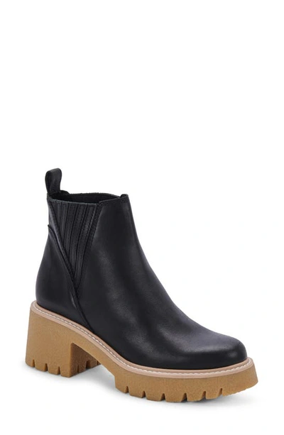 Dolce Vita Harte H2o Waterproof Lug Sole Chelsea Boot In Black Leather