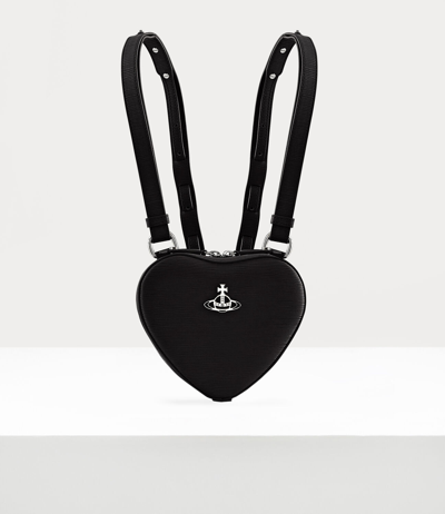 johanna heart mini backpack black Jon Hart | French Blue Coated Canvas | Genuine Natural Leather Details effect handle keep profile refined Vivienne Westwood Ella Heart Mini