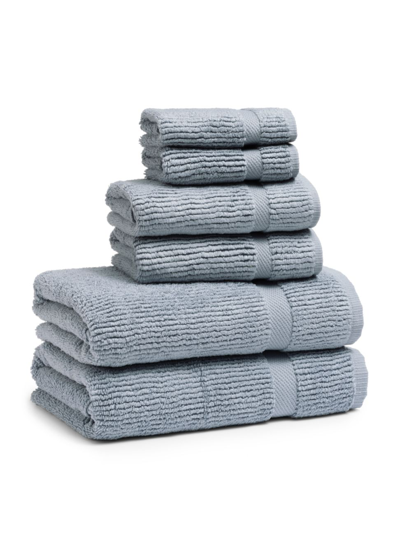 Kassatex Mateo 6-piece Bath Towel, Hand Towel & Washcloth Set In Water Blue