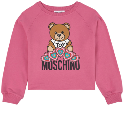 Moschino Kid-teen Kids' Branded Graphic Sweatshirt Cyclamin Flower In Pink