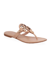 Tory Burch Miller Medallion Metallic Leather Flat Slide Sandal In Light Makeup
