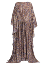 La Doublej Cascata Metallic Floral Silk Maxi Kaftan In Ortica