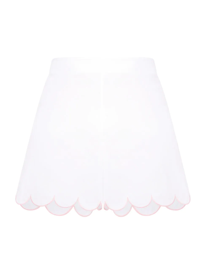Agent Provocateur Lorna Scalloped Embroidered Cotton-voile Pajama Shorts In White
