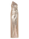 Halston Adriana One-shoulder Sequin Gown In Champagne