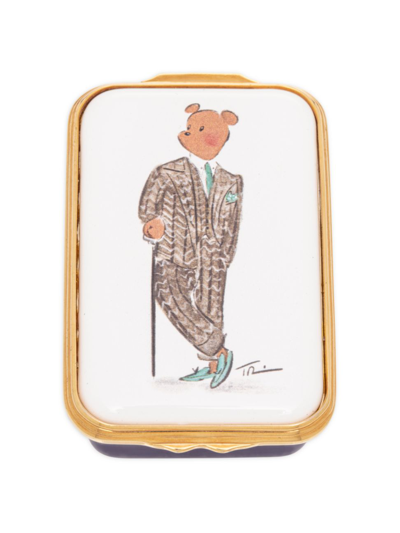 Halcyon Days Hal Goes Racing Enamel Box In Neutral