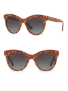 Dolce & Gabbana Dg4311 Glitter Floral 51mm Cat Eye Sunglasses In Red Gold