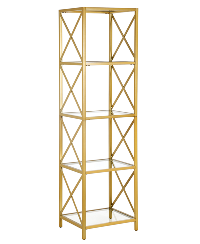 Hudson & Canal Celine 18" Wide Brushed Bookcase In Brass