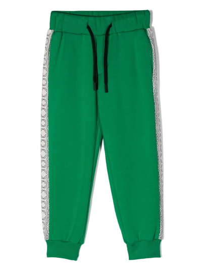 Roberto Cavalli Junior Kids' Contrasting-border Tracksuit Bottoms In Green